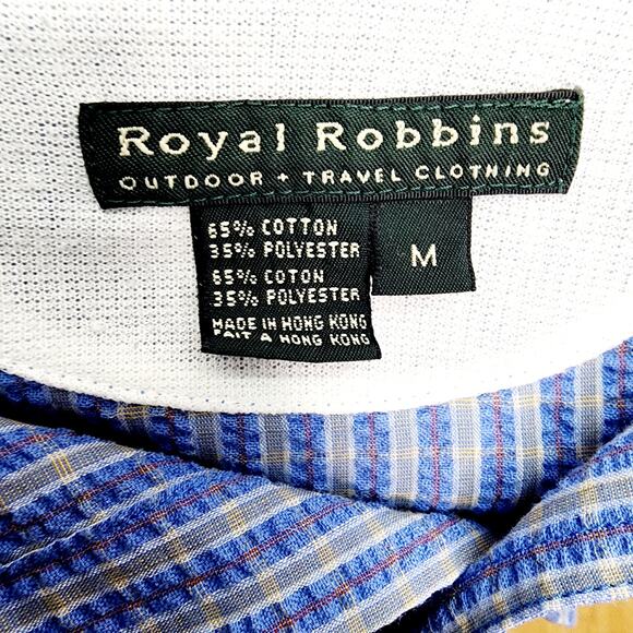 Royal Robbins Outdoor  Travel Blue Striped Men's Button Front Short Sleeve Shirt - Picture 4 of 12